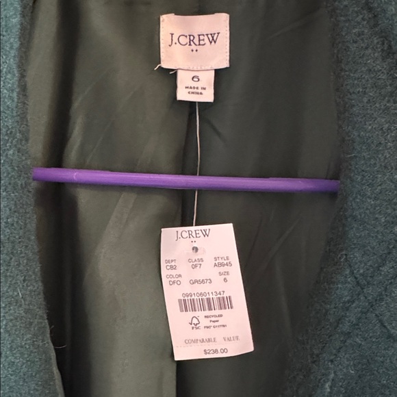 J. Crew Teal Wool Outerwear - Picture 2 of 5